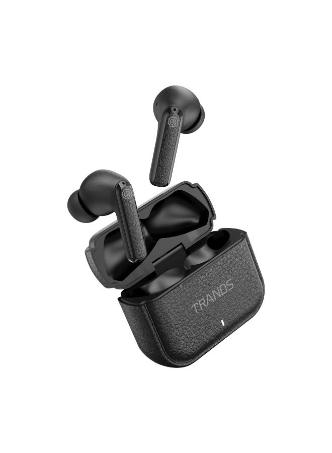 Trands TR-TWS-T7 Multi-Noise Cancellation Wireless Earbuds With Bluetooth 6.0 And Hi-Res LDAC Audio - Black - Image 1